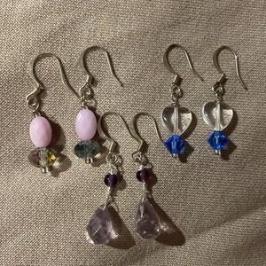 Pink, purple, and blue earring set!